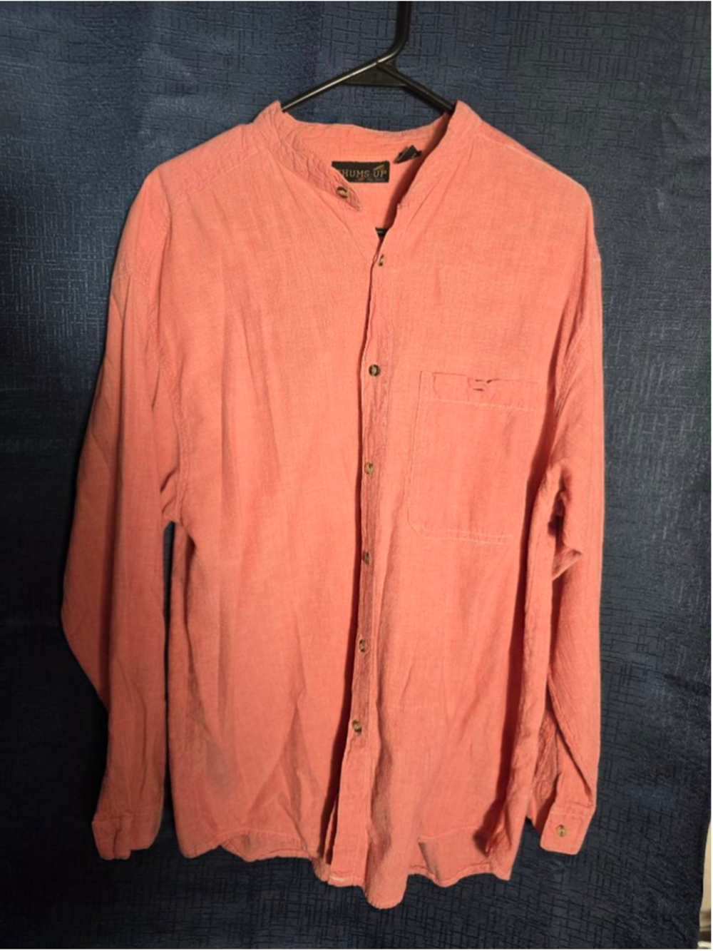 Men's THUMS UP Coral Casual Button Down Shirt L - Picture 1 of 4
